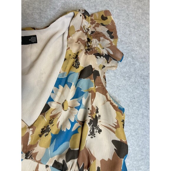 lauren ralph lauren Dress Sz 12 Black Label Floral V Neck Flowy Classic Spring - Picture 3 of 16